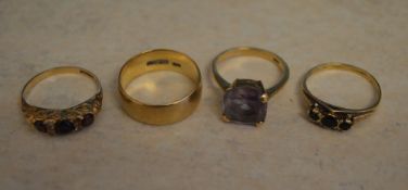 4 9ct gold rings, approx weight 15g