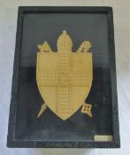 Framed hand carved coat of arms for Bish