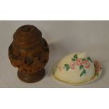 Maling butter dish and a wooden tobacco