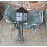 Glass pan tiles and a Newel post lamp