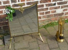 Brass fire screen and companion set