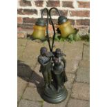 Bronze effect figural 2 branch lamp
