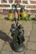 Bronze effect figural 2 branch lamp