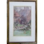 Watercolour of a garden scene by S Begg