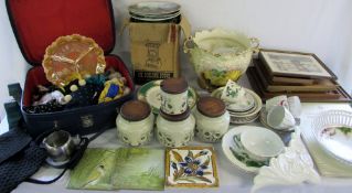 2 boxes of ceramics, pictures, tiles and