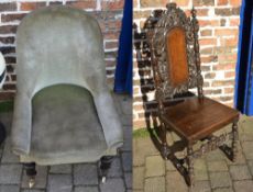 Victorian nursing chair and a Charles II