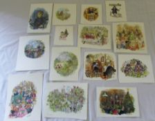 14 small assorted unframed watercolours