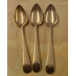 3 silver dessert spoons,monogrammed 'J B