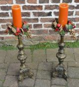 Pair of large brass candlesticks