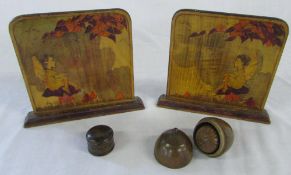 3 pieces of treen - pill pot, acorn and