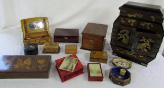 Selection of wooden and jewellery boxes