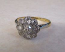 18ct gold diamond cluster ring 0.38 ct s