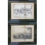 Framed pair of early engravings covering