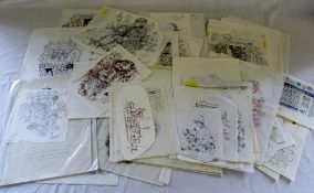 Quantity of pen and ink drawings by Coli