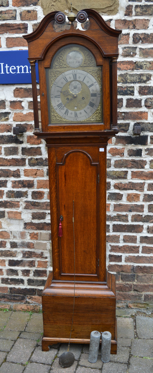 Georgian brass & silvered dial longcase