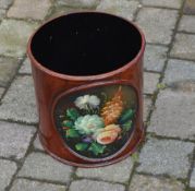 Hand painted waste paper bin with floral