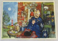 Watercolour of a policeman by Colin Carr