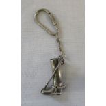 Silver keyring with riding boot and crop