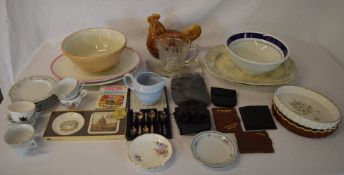 Ceramic meat dishes, binoculars, cups, s