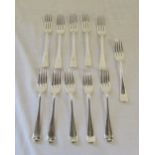 11 silver dessert forks Sheffield 1934/5