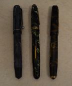 3 fountain pens with 14ct gold nibs (af)