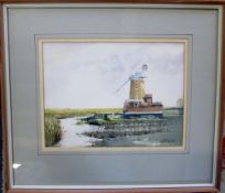 Watercolour of a windmill by Martin Sext