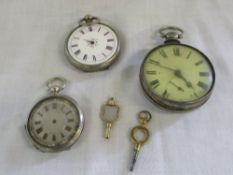 3 silver pocket watches (a/f)