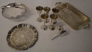 Various silver plate including a tray, s