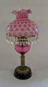 Cranberry glass oil lamp H 60 cm