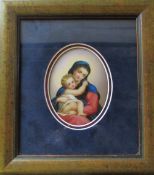 Hand painted porcelain plaque of madonna