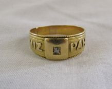 18ct gold MIZPAH ring with small diamond