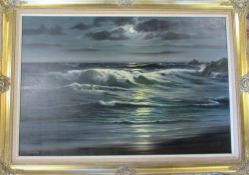 Oil on canvas in a gilt frame of a tidal