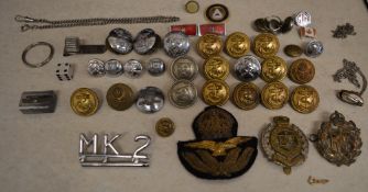 Military badges and various buttons, inc