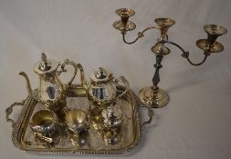 Silver plate tea & coffee set (damage to