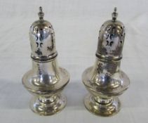 Pair of silver pepper pots Birmingham 19