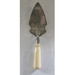 Silver plate and ivory handled trowel 'H
