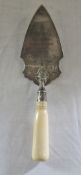 Silver plate and ivory handled trowel 'H
