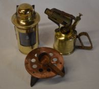 Brass paraffin workers lamp stand & blow