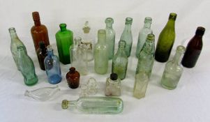 Selection of glass bottles inc Bellamy B