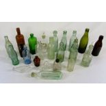 Selection of glass bottles inc Bellamy B