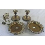 Various silver plate inc wine coasters a