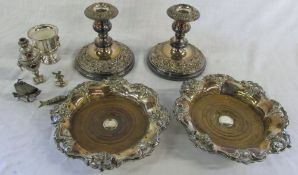 Various silver plate inc wine coasters a