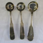 3 small silver toddy ladles Edinburgh 18