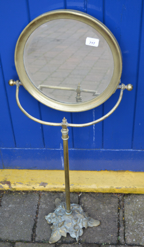 Brass shaving mirror on stand