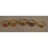 5 9ct gold rings, approx weight 13g