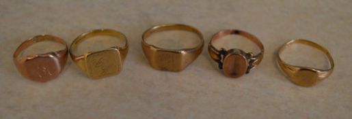 5 9ct gold rings, approx weight 13g