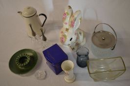 Ceramic bunny figure, Poole ashtray, Coa