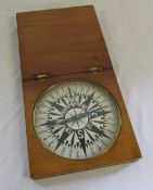Compass in hinged wooden box