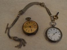 Ladies silver pocket watch and one other