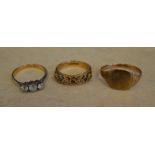 3 9ct gold rings, total weight 5.5g